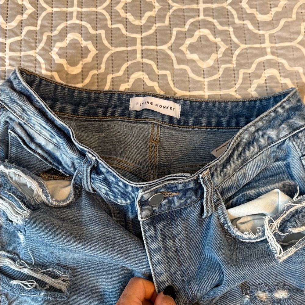 Flying Monkey Women's Light Blue Ripped Boyfriend Jeans